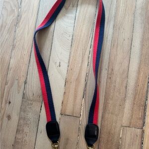 Clare V Red and Navy Strap with Black Leather
